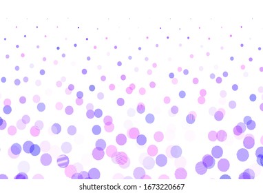 Light Purple, Pink vector pattern with spheres. Blurred bubbles on abstract background with colorful gradient. Design for your business advert.