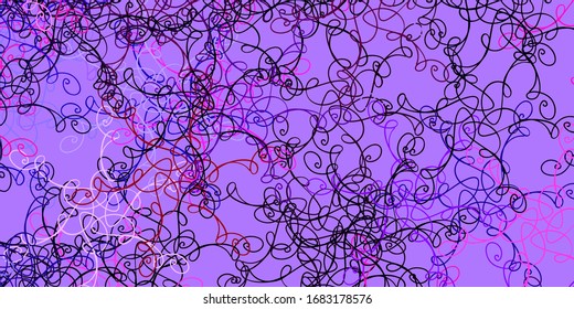 Light Purple, Pink vector pattern with curves. Gradient illustration in simple style with bows. Pattern for booklets, leaflets.