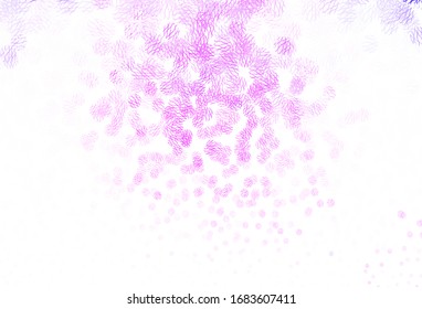 Light Purple, Pink vector pattern with spheres, lines. Circles, lines with colorful gradient on abstract background. New template for your brand book.