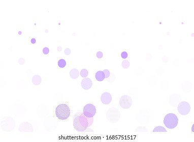 Light Purple, Pink vector pattern with spheres. Glitter abstract illustration with blurred drops of rain. Design for your business advert.