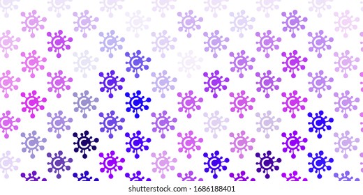 Light Purple, Pink vector pattern with coronavirus elements. Abstract illustration with biological gradient shapes. Design for biohazard warning.