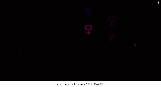 Light Purple, Pink vector pattern with feminism elements. Abstract illustration with a depiction of women's power. Smart design for your apps.