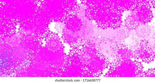 Light Purple, Pink vector pattern with colored snowflakes. Gradient colorful illustration with snow elements in xmas style. New year websites pattern.