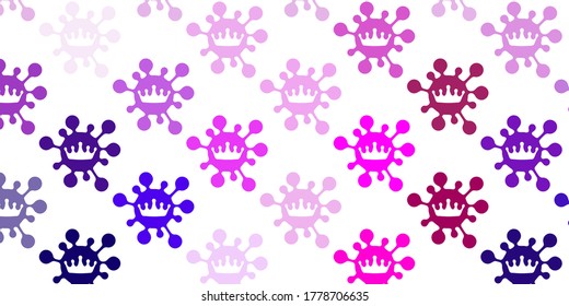 Light purple, pink vector pattern with coronavirus elements. Colorful abstract illustration with gradient medical shapes. Wallpaper for health protection.