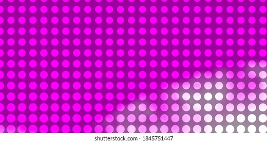 Light Purple, Pink vector pattern with circles. Glitter abstract illustration with colorful drops. Design for posters, banners.