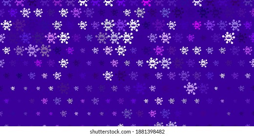 Light Purple, Pink vector pattern with coronavirus elements. Abstract illustration with biological gradient shapes. Simple drawing against danger fever.