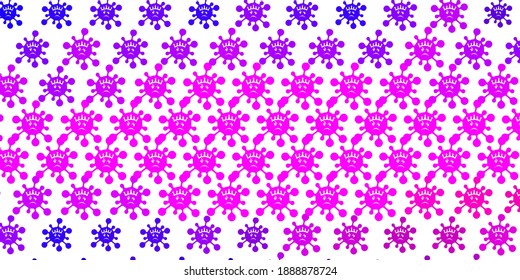Light Purple, Pink vector pattern with coronavirus elements. Colorful abstract illustration with gradient medical shapes. Design for biohazard warning.