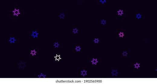 Light purple, pink vector pattern with coronavirus elements. Simple design in abstract style with infection forms. Simple drawing against danger fever.