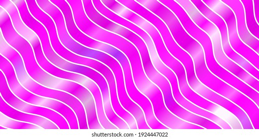 Light Purple, Pink vector pattern with curved lines. Illustration in halftone style with gradient curves. Pattern for ads, commercials.