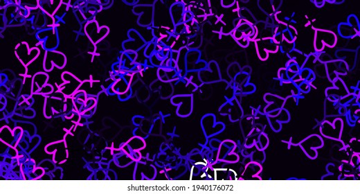 Light Purple, Pink vector pattern with feminism elements. Abstract illustration with a depiction of women's power. Best design to show the power of women.