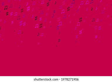 Light Purple, Pink vector pattern with music elements. Decorative design in abstract style with music shapes. Template for fasion magazines.