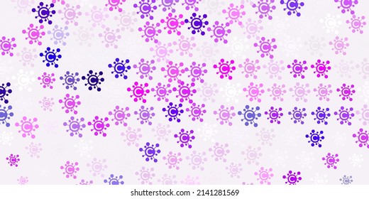 Light Purple, Pink vector pattern with coronavirus elements. Simple design in abstract style with infection forms. Simple drawing against danger fever.