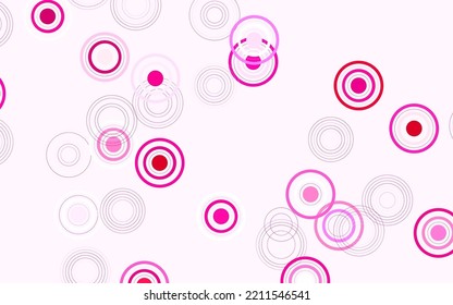 Light Purple, Pink vector pattern with spheres. Beautiful colored illustration with blurred circles in nature style. Design for poster, banner of websites.