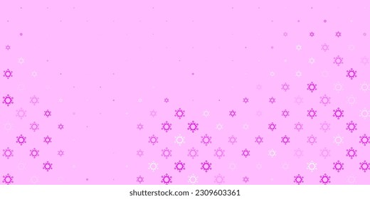 Patrón vectorial rosa claro púrpura con elementos coronavirus. Ilustración abstracta colorida con formas médicas degradadas. Sencillo dibujo contra la fiebre de peligro.