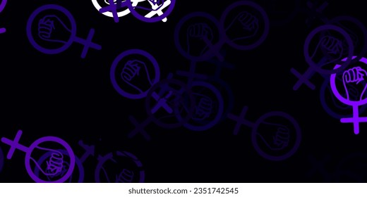 Light Purple, Pink vector pattern with feminism elements. Colorful feminism symbols with a gradient in modern style. Best design to show the power of women.