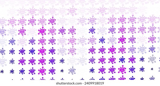 Light Purple, Pink vector pattern with coronavirus elements. Abstract illustration with biological gradient shapes. Design for biohazard warning.