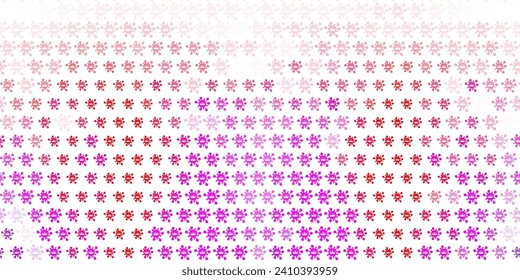 Light Purple, Pink vector pattern with coronavirus elements. Colorful abstract illustration with gradient medical shapes. Design for biohazard warning.