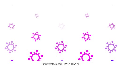 Light Purple, Pink vector pattern with coronavirus elements. Colorful  gradient illness symbols in simple abstract style. Design for biohazard warning.