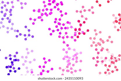 Light Purple, Pink vector pattern with artificial intelligence network. Colored AI structure with gradient lines and dots. Smart design for promotion of bid data.
