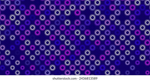 Light purple, pink vector pattern with coronavirus elements. Smart illustration with covid signs in decorative style. Wallpaper for health protection.