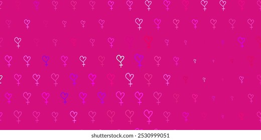 Light Purple, Pink vector pattern with feminism elements. Simple design in abstract style with women rights activism. Elegant design for wallpapers.