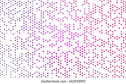 Light Purple, Pink vector pattern with colored spheres. Geometric sample of repeating circles on white background in halftone style.