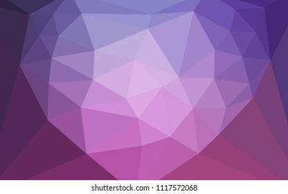 Light Purple, Pink vector polygon abstract background with a heart in a centre. A sample with polygonal shapes. A new texture for your web site.