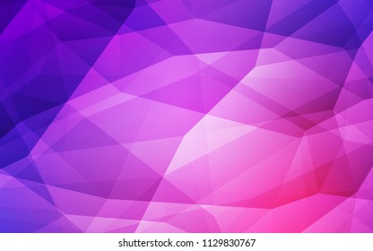 Light Purple, Pink vector polygonal pattern. Shining polygonal illustration, which consist of triangles. Triangular pattern for your design.