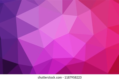 Light Purple, Pink vector polygonal pattern. Glitter abstract illustration with an elegant triangles. Best triangular design for your business.