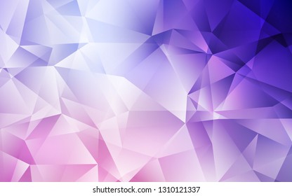 Light Purple, Pink vector polygonal pattern. Glitter abstract illustration with an elegant triangles. A completely new design for your leaflet.