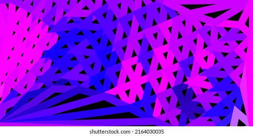 Hellviolettes, rosafarbenes, polygonales Vektormuster. Illustration im Glasbruch mit Dreiecken. Bildschirmhintergrund für Ihre Web-Apps.