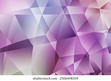 Hellviolett, rosafarbener, polygonaler Vektorhintergrund. Leuchtende polygonale Darstellung, die aus Dreiecken besteht. Polygonales Design für Ihre Website.