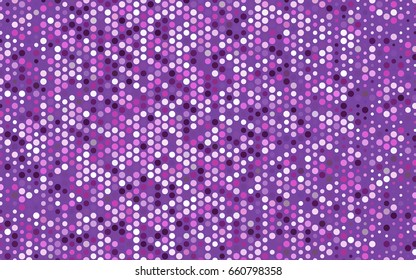 Light Purple, Pink vector red banner with set of circles, dots. Donuts Background. Creative Design Template. Technological halftone illustration.