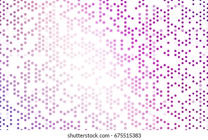 Light Purple, Pink vector red banner with set of circles, dots. Donuts Background. Creative Design Template. Technological halftone illustration.