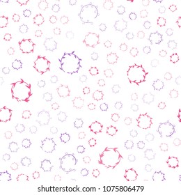 Light Purple, Pink vector seamless  texture with disks. Illustration with set of shining colorful abstract circles. Pattern can be used for futuristic ad, booklets.