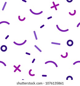 Light Purple, Pink vector seamless template with geometric lines. Illustration with repetition of lines on white background. Trendy design for wallpaper, fabric makers.