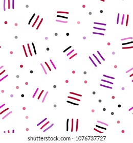 Light Purple, Pink vector seamless background with lines, ovals. Trendy seamless illustration with abstract lines. Trendy design for wallpaper, fabric makers.