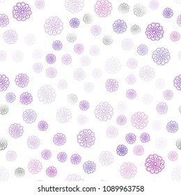 Light Purple, Pink vector seamless natural abstract pattern. Blurred decorative design in Indian style with flowers. Brand-new style for your business design.