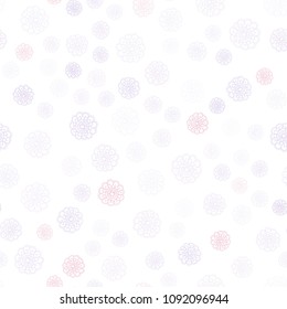 Light Purple, Pink vector seamless abstract doodle wallpaper. Blurred decorative design in Indian style with flowers. Hand painted design for web, wrapping, wallpaper.