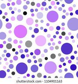 Light Purple, Pink vector seamless layout with circle shapes. Blurred bubbles on abstract background with colorful gradient. Pattern can be used as texture of wallpapers.