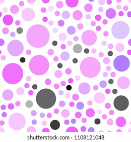 Light Purple, Pink vector seamless template with circles. Abstract illustration with colored bubbles in nature style. Pattern can be used for futuristic ad, booklets.