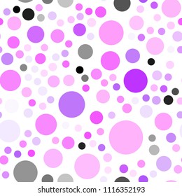 Light Purple, Pink vector seamless layout with circle shapes. Modern abstract illustration with colorful water drops. Completely new template for your brand book.