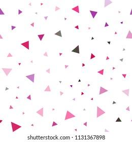 Light Purple, Pink vector seamless backdrop with lines, triangles. Triangles on abstract background with colorful gradient. The template can be used as a background.