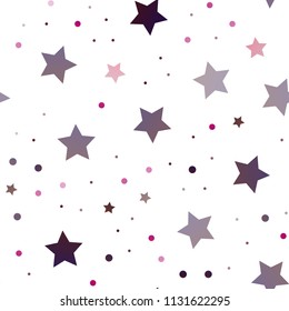 Light Purple, Pink vector seamless layout with bright stars. Shining colored illustration with stars. Best design for your ad, poster, banner.