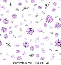 Light Purple, Pink vector seamless doodle layout with leaves and flowers. Modern abstract illustration with leaves and flowers. Pattern for heads of websites and designs.