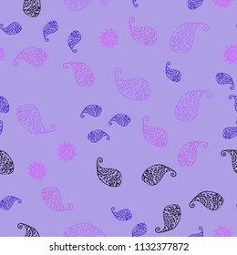 Light Purple, Pink vector seamless abstract pattern with leaves and flowers. Creative illustration in blurred style with leaves, flowers. Brand new design for your business.