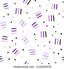 Light Purple, Pink vector seamless cover with abstract shapes. Illustration with repetition of lines on white background. Pattern for design of window blinds, curtains.