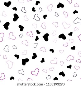 Light Purple, Pink vector seamless background with hearts. Beautiful colored illustration with hearts in celebration style. Beautiful design for your business advert of anniversary.