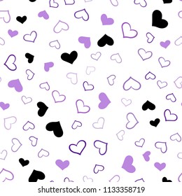 Light Purple, Pink vector seamless layout with sweet hearts. Blurred decorative design in doodle style with hearts. Pattern for carnival, festival romantic leaflets.