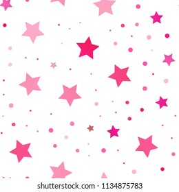 Light Purple, Pink vector seamless cover with small and big stars. Blurred decorative design in simple style with stars. The template can be used as a background.